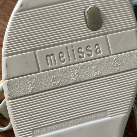 Melissa Harmonic Studs Champagne Gold Thong Sandals Studded Bow Vegan Size 9 - Picture 5 of 7